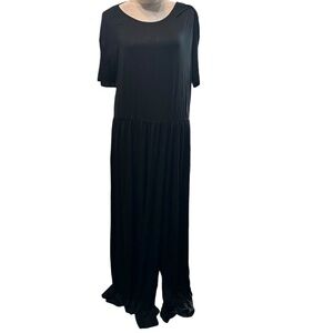Auselily women's XXL Black soft maxi dress with slits, nwt